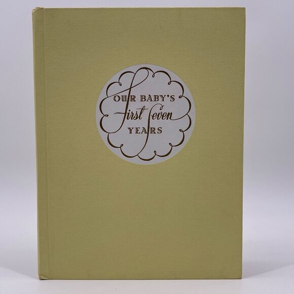 Vintage 1955 Baby Book Babys First Seven Years Record Blank Retro Yellow Cover - Picture 1 of 12